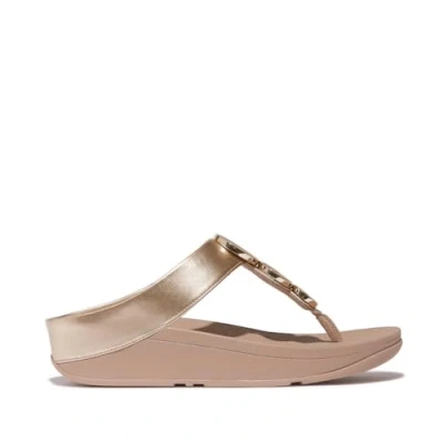 Abbildung von Fitflop HALO BEAD Circle TOE POST Zehentrenner, Damen, Größe: 37, Metallic/latte/beige Pu