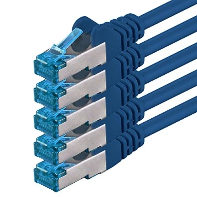 Abbildung von 1aTTack.de 1,5m CAT6a Netzwerkkabel blau 5 Stück CAT 6 A Patchkabel 10000 Mbit s SFTP PIMF 500 MHz kompatibel zu CAT5 CAT6 CAT7 DSL Internet Switch Router