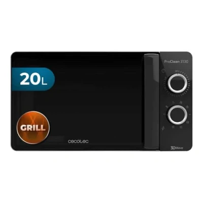 Abbildung von Cecotec Pro Clean 3130 Mikrowelle 700 W Quarz Grill 800 Garraum 20 L Hochpollierte All Black Frontspiegeltür Innenlicht 3D Wave Ready 2 30 Min Grarzeit Timer 6 Stufen Drehregler In Schwarz