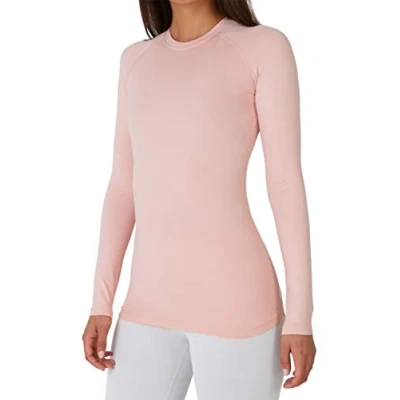 Abbildung von TCA Thermounterwäsche Damen Extra Warm Thermo Unterwäsche für Sport Thermoshirt Funktionsshirt Langarm Kompressions Laufoberteil Hell Pink, XS