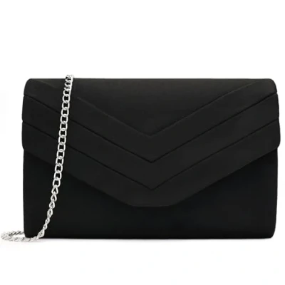 Abbildung von Milisente Damen Clutch, Samt Abendtasche Hochzeit Tasche Clutch Bag Elegante Umschlag Crossbody Schultertasche klein Umhängetasche (Schwarz)