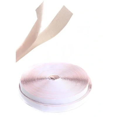 Abbildung von TUKA 25m x 20mm Klettband selbstklebend (25 meter Flauschband &amp; Hakenband), breit Klebender Klettverschluss, Langfristig Extra Stark Haftkraft Flausch Haken, beige TKB5008