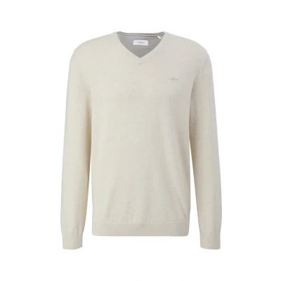 Abbildung von s.Oliver LOGO Strickpullover, Herren, Größe: Large, Wollweiß