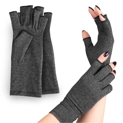 Abbildung von SULPO 2 Paar Arthritis Handschuhe Fingerlose für Damen und Herren Ohne Fingerkuppen Dünne Fingerless Gloves Arbeit, Sport Kurzfingerhandschuhe L