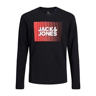 Abbildung von Jack &amp; Jones Junior Jjecorp LOGO PLAY LS Oneck Langarmshirt für Kinder, Größe: 176, Black