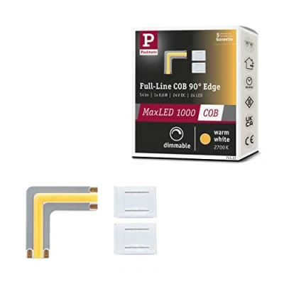 Abbildung von Paulmann 71121 MaxLED 500 LED Strip Full Line COB Ecke 90 0,3W 833lm/m 800LEDs/m dimmbar 0m Silber Kunststoff 2700K Band erweiterbar