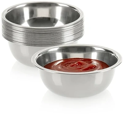 Abbildung von com four® 16x Saucenschälchen kleine Schalen Schüssel für Saucen, Dips und Snacks Snackschalen, Set Gewürzschale Metallschüssel klein rostfreier Stahl (16 Stück Ø 10.5cm)