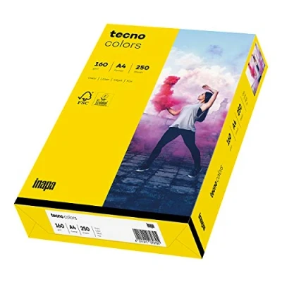Abbildung von inapa farbiges Druckerpapier, buntes Papier tecno Colors: 160 g/m², A4, 250 Blatt, intensivgelb