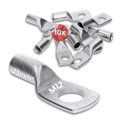 Abbildung von 10 Stück Kalitec HR35 12 Handelsübliche Rohrkabelschuhe 35mm² M12 I ohne Sichtloch Made in Germany