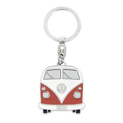 Abbildung von BRISA VW Collection Volkswagen Emaillierter Metall Schlüssel Anhänger Ring Schlüsselbund Accessoire Keyholder im T1 Bulli Bus Design (Front/Orange)