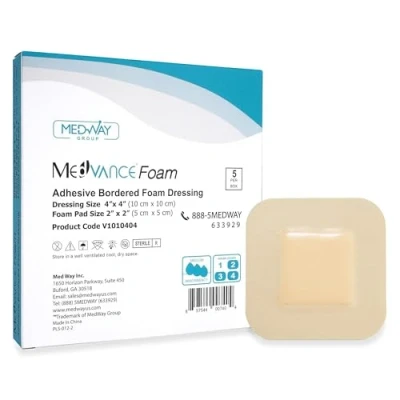 Abbildung von MedVanceTM Schaum hydrophil mit selbstklebendem, Schaumverband 10 cm x (5 5 Wundkissen), Packung Verbandmitteln