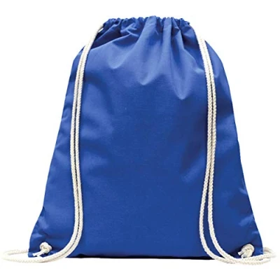 Abbildung von Baumwoll Turnbeutel 1 Stück 38 x 42 cm Sportbeutel Rucksack Stofftasche Bag, Beutel, Baumwollbeutel, Jutebeutel OEKO TEX® geprüft Stoffbeutel Damen &amp; Herren, Kinder Gym Sack zum bemalen Royalblau