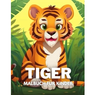 Abbildung von Tiger Malbuch für Kinder: +40 lustige und einfache Zeichnungen von niedlichen zum Ausmalen Kinder, Jungen Faultiere, die lieben Stress abbauen entspannen