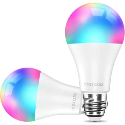 Abbildung von Smart LED Lampe, Meross WLAN dimmbare Glühbirne intelligente Mehrfarbige Birne Äquivalent 60W E27 2700K 6500K RGBCW kompatibel mit Alexa, Google Home und SmartThings 2St.