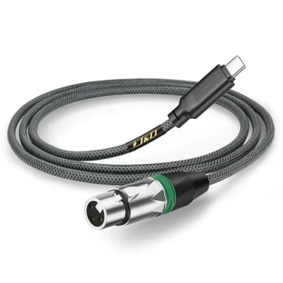 Abbildung von J&amp;D USB C auf XLR Mikrofon Audio Kabel für Audioaufnahmen, Dynamisches Mikrofon, Geflochtenes Weibliches Mikrofonkabel, Kompatibel mit iPhone 15/16 Serie, 1 M