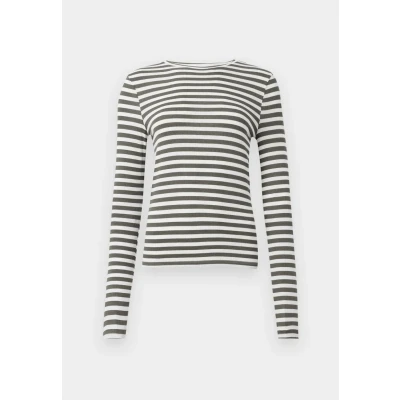 Abbildung von ONLY Onlmai Stripe Langarmshirt, Damen, Größe: XL, Kalamata/white