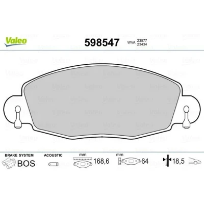 Abbildung von VALEO 598547 Bremsbelagsatz Vorderachse inkl. Verschleißwarnkontakt ohne Anti Quietsch Blech FORD: Fiesta 6, 6 Van, Mk6 Saloon