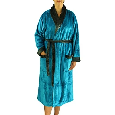 Abbildung von Gözze Unisex Bademantel mit Schalkragen, Seiden Feeling, 100% Mikrofaser, 330 g/m², Größe M Petrol