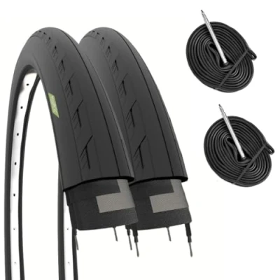 Abbildung von ECOVELO Unisex Erwachsene 2 Reifen 700 x 25 c (25 622) + Kameras 25C Kammern, Schwarz, 700x25