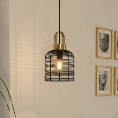 Abbildung von EGLO Hängeleuchte »ROUNDHAM«, 1 flammig, Leuchtmittel E27 ohne Leuchtmittel, Pendelleuchte, Esszimmerlampe Industrial, Metall in Schwarz, Ø22cm