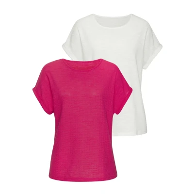 Abbildung von Vivance T Shirt »aus bügelfreiem Strukturstrick«, (2er Pack), aus Strukturstrick und mit recycelten Polyester Fasern