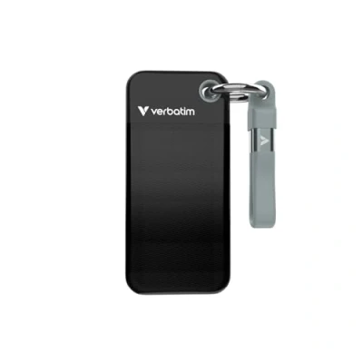 Abbildung von Verbatim Pocket SSD 1 TB (Externe NVMe SSD, USB 3.2 Gen 2, bis zu 1.000 MB/s Lese und Schreibgeschwindigkeit, Portable Festplatte für Mac, PC &amp; Spielekonsole, Schwarz/Grau)