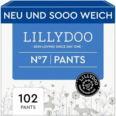 Abbildung von LILLYDOO Baby Windeln Pants Größe 7 (15+ kg), Monatsbox (102 Höschenwindeln), Sicherer Auslaufschutz Hautfreundlich, Weich &amp; Ohne Lotionen für empfindliche Haut, Dermatologisch getestet
