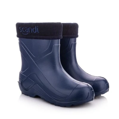 Abbildung von LEMIGO Kinder EVA Gummistiefel Gefüttert Filzisolierte Schaumstoff Stiefel 24 37 EU (Dunkelblau Einfarbig Stickerei, numeric_34)