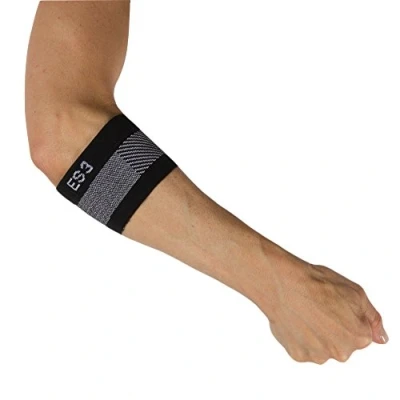 Abbildung von Orthosleeve® ES3 Ellenbogenbandage Schwarz Größe XL Exklusive Kompressionstechnologie® mit 3 Zonen Schmerzlinderung bei Schwellungen, Arthritis, Tennis &amp; Golferarm