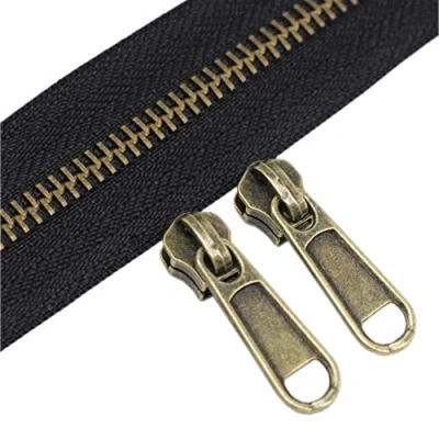 Abbildung von YaHoGa 3,5 m endlos Reißverschluss Meterware Metall reissverschluss 5mm Spirale + 10 Nonlock Zipper für Taschen Deko DIY Basteln Nähen (bronzefarbene)