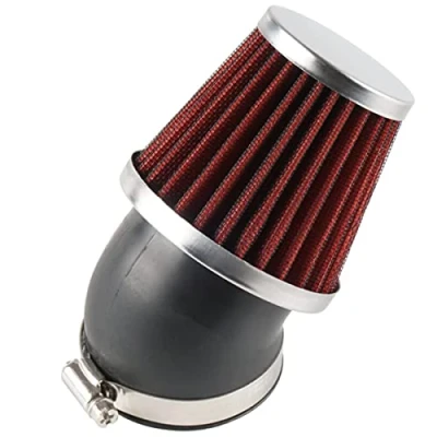 Abbildung von Evermotor Universal 45 Grad Biegung Doppelschicht Stahl Filter Luftfilter 37mm 38mm 39mm für Motorrad Scooter ATV Moped Rot