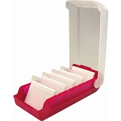 Abbildung von helit H6901025 Karteikarten Box „the beebox“ DIN A8 quer, himbeer, Lernkartei und Aufbewahrungsbox