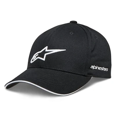 Abbildung von Alpinestars Rostrum Hat Baseballkappe Herren mit vorgebogenem Schirm und hinten Schnappverschluss, Schwarz/Weiß, Einheitsgröße