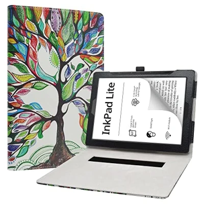 Abbildung von Labanem Schutzhülle mit Pocketbook InkPad Lite, Slim Fit PU Leder, dünn und faltbar, für 9,7 Zoll (24,6 cm) Lite Tablet Love Tree