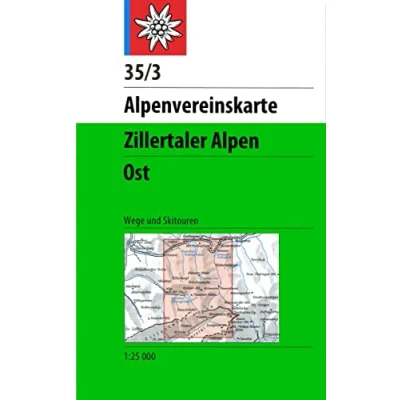 Abbildung von Zillertaler Alpen, Ost: Topographische Karte 1:25.000 mit Wegmarkierungen und Skirouten (Alpenvereinskarten)