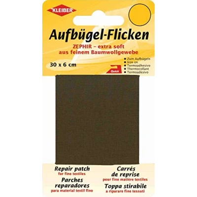 Abbildung von Kleiber + Co.GmbH Zephir Aufbügelflicken, Baumwolle, Dunkelbraun, 30 x 6 0.3 cm