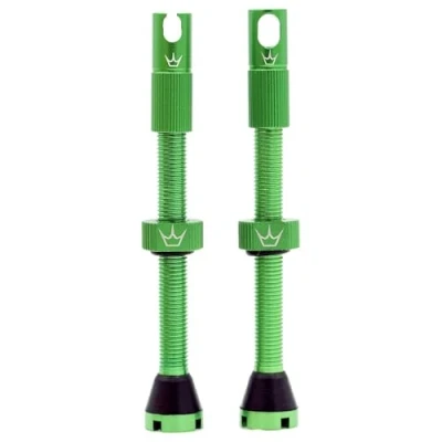 Abbildung von Peaty&#039;s X Chris King MK2 Tubeless Ventil Presta Integrierter Speichenschlüssel &amp; Ventilkernentfernungskappen, Mountainbike, Rennrad Fahrrad Reifen, Kompatibel einfügen, 7075 Aluminium 60mm Smaragd