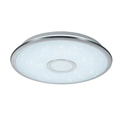 Abbildung von Trio Leuchten LED Deckenleuchte Osaka 678713006, Chrom, Acryl weiß mit Star Light Effekt, 30 Watt, Fernbedienung Helligkeit und Lichtfarbe einstellbar, Nachtlicht Funktion