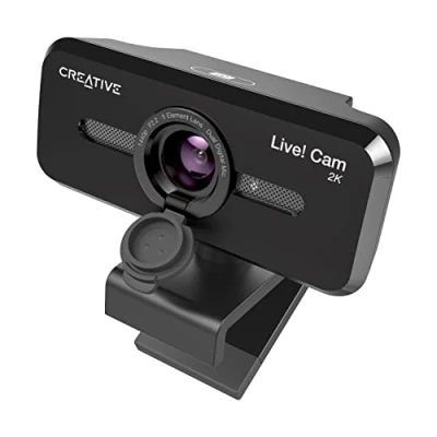 Abbildung von Creative Live! Cam Sync V3 2K QHD USB Webcam mit 4 fachem Digitalzoom und Mikrofonen, 1080p HD, bis zu 95 Sichtfeld, Objektivabdeckung, für PC Mac