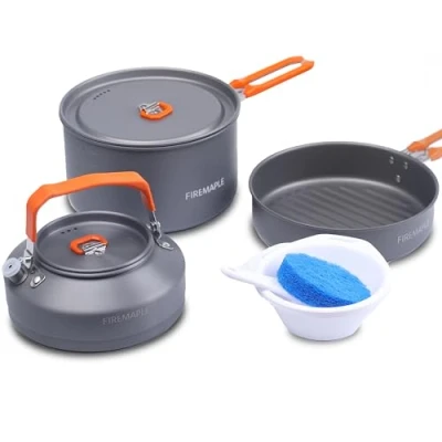 Abbildung von FIRE MAPLE Camping Kochgeschirr Set Aluminium [Braten/Kochen/Erhitzen] Topf &amp; Pfanne Kochset Outdoor/Wandern/Abenteuer Outdoor Cooking