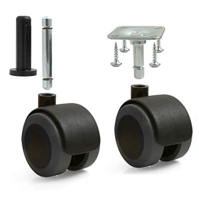 Abbildung von Design61 4er Set Universal Möbelrollen mit Bremse Lenkrollen Bodenschutz Rollen Feststeller Anschraubplatte und Hülse Stift