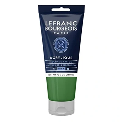 Abbildung von Lefranc Bourgeois 300371 Fine Acrylfarbe Chromoxydgrün, 80ml Tube, cremige auf Wasserbasis, schnell trocknend, lichtecht, wasserfest