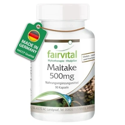 Abbildung von Fairvital Maitake 500mg 90 Kapseln Pilzpulver pro Kapsel HOCHDOSIERT Grifola frondosa VEGAN