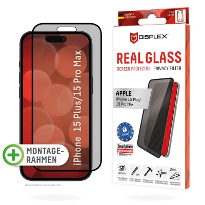 Abbildung von Apple iPhone 15 Plus Panzerglas Displex Real Privacy Glass FC Displayschutz aus gehärtetem Glas für das / Pro Max