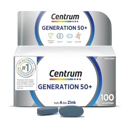 Abbildung von Centrum Generation 50+, 100 St. Hochwertiges Nahrungsergänzungsmittel für Best Ager zur täglichen Komplettversorgung mit Mikronährstoffen Verpackung kann variieren