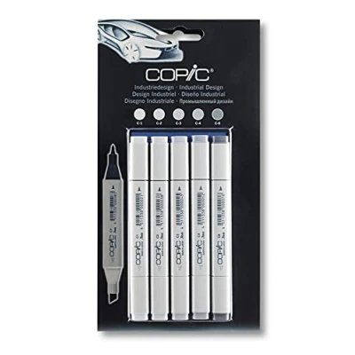 Abbildung von COPIC Classic Set &quot;Industriedesign&quot;, 5 Twin Marker mit einer mittelbreiten und feinen Spitze
