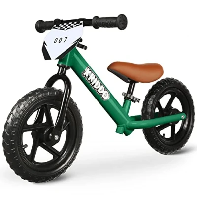 Abbildung von KRIDDO Kleinkind Laufrad 2 Jahre alt, Alter 18 Monate bis 5 12 Zoll Push Bike mit individuellem Platte (3 Sets Aufkleber enthalten), Geschenk Fahrrad für 3 Jungen Mädchen, Grün