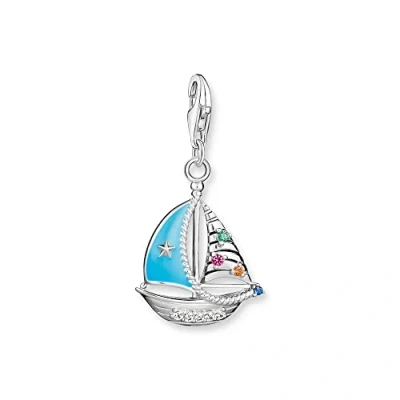 Abbildung von THOMAS SABO Charm Anhänger türkises Segelboot aus hochwertigem 925er Sterlingsilber im Design, Maße: 31 x 17 mm, 1927 340 7