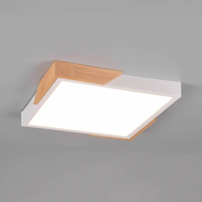Abbildung von TRIO Leuchten LED Deckenleuchte »Meta«, 1 flammig, Leuchtmittel Board fest integriert, Deckenlampe Holzschirm 31x31cm, 20W/2400Lumen, warmweiß 3000K, dimmbar