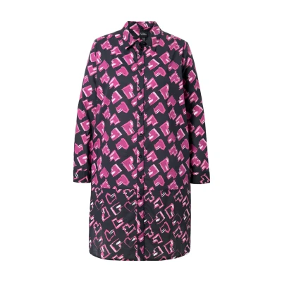 Abbildung von Ulla Popken Damen große Größen Übergrößen Plus Size Longbluse, Herzen, A Linie, Hemdkragen, Langarm